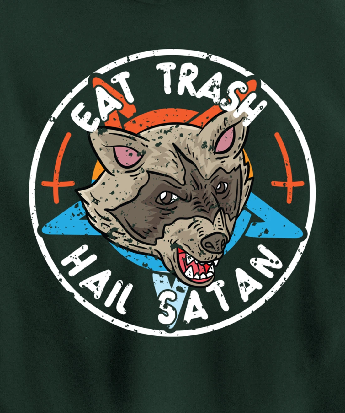 Eat Trash Hail Satan Raccoon Pentagram Satanic Garbage Gang Pullover Hoodie