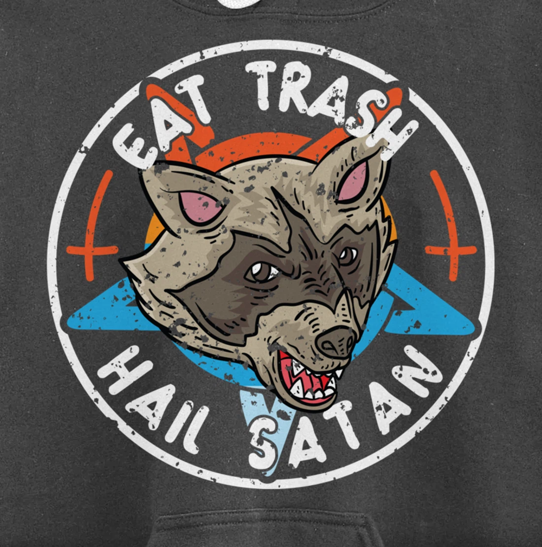 Eat Trash Hail Satan Raccoon Pentagram Satanic Garbage Gang Pullover Hoodie