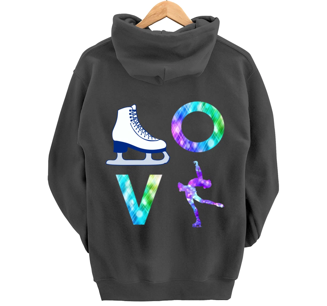 Love Figure Skating Ice Skater Gift Girls Pullover Hoodie