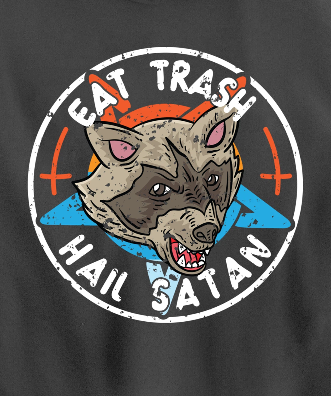 Eat Trash Hail Satan Raccoon Pentagram Satanic Garbage Gang Pullover Hoodie