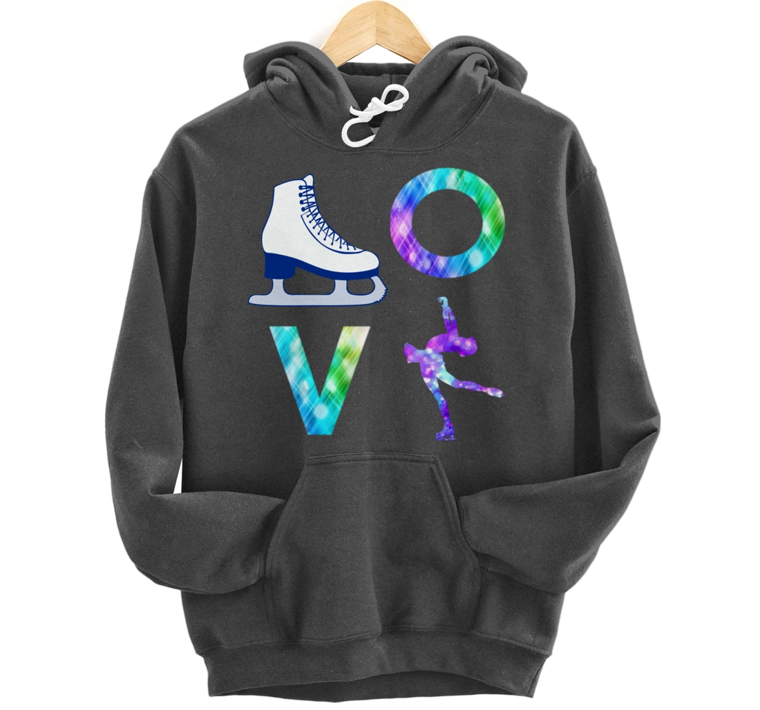 Love Figure Skating Ice Skater Gift Girls Pullover Hoodie