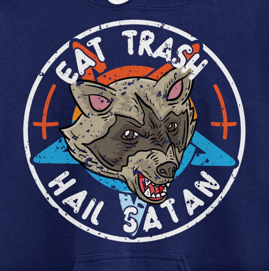 Eat Trash Hail Satan Raccoon Pentagram Satanic Garbage Gang Pullover Hoodie