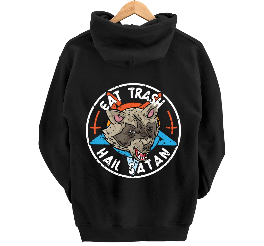 Eat Trash Hail Satan Raccoon Pentagram Satanic Garbage Gang Pullover Hoodie