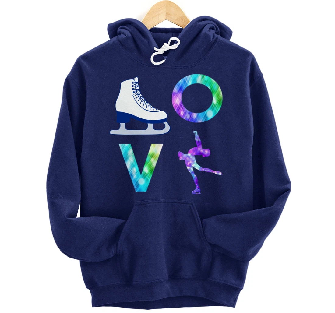 Love Figure Skating Ice Skater Gift Girls Pullover Hoodie