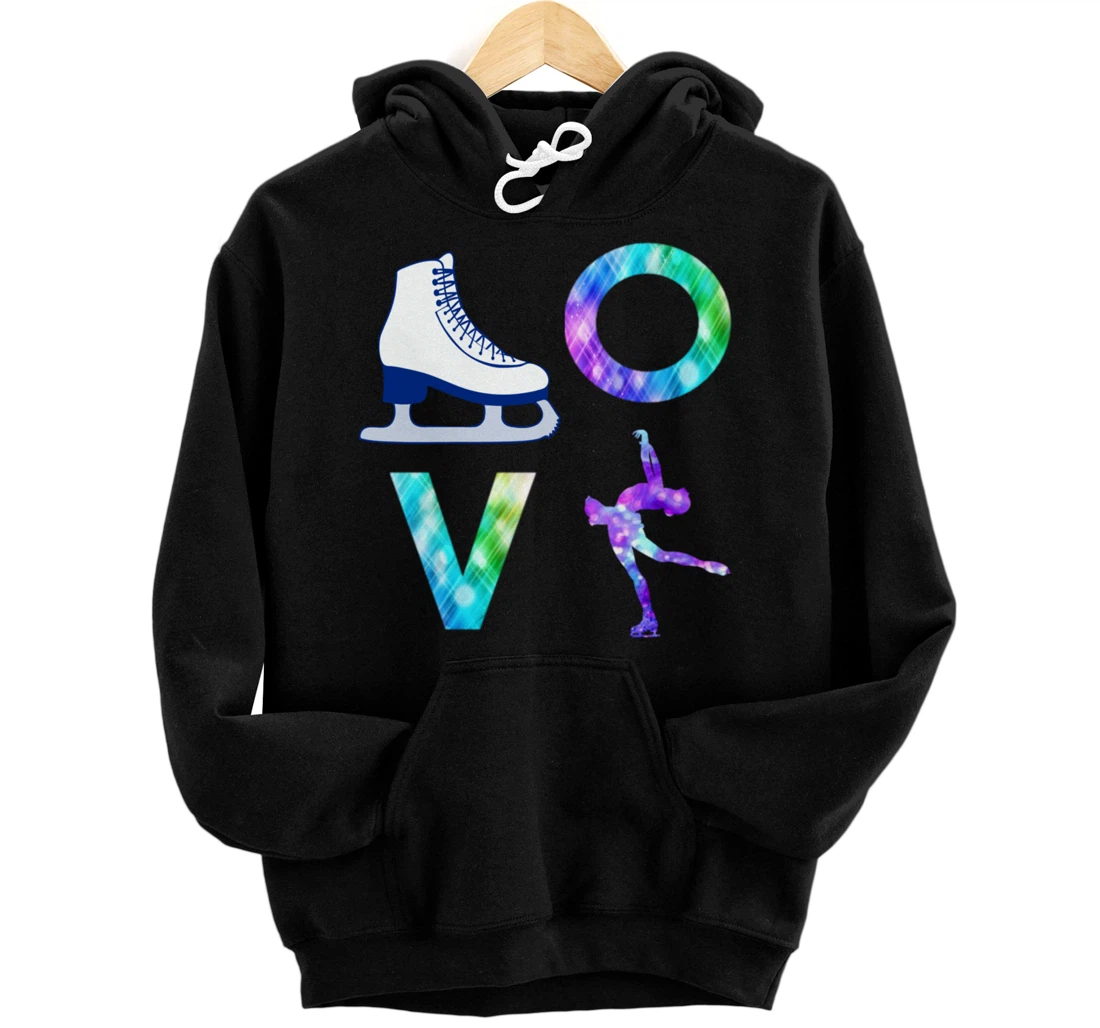 Love Figure Skating Ice Skater Gift Girls Pullover Hoodie