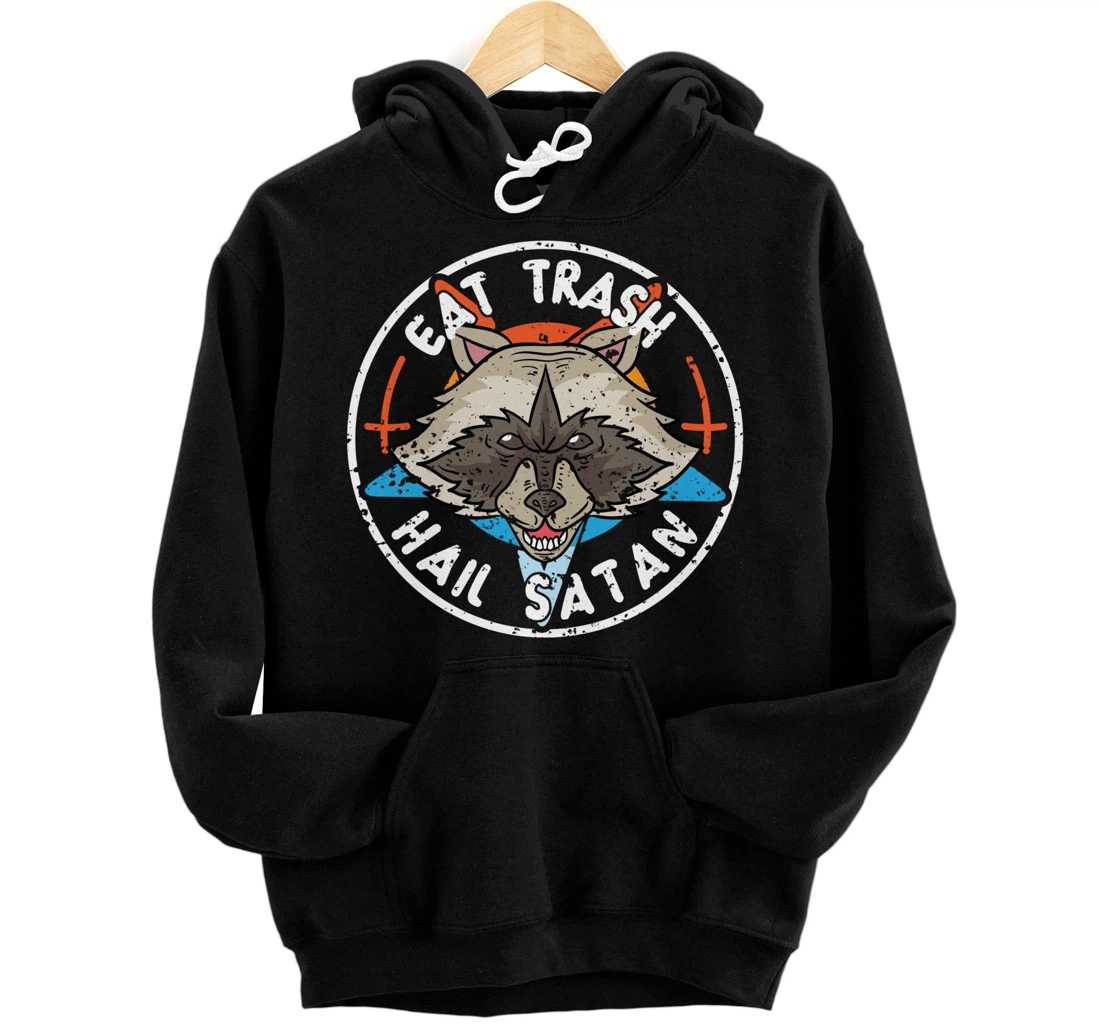 Eat Trash Hail Satan Raccoon Pentagram Satanic Garbage Gang Pullover Hoodie