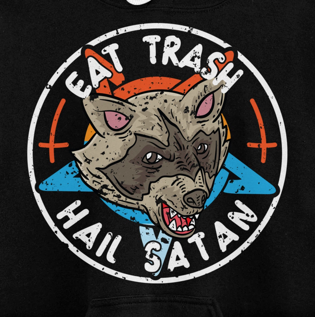 Eat Trash Hail Satan Raccoon Pentagram Satanic Garbage Gang Pullover Hoodie