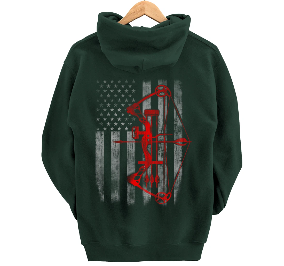 Bow hunting flag Archery Pullover Hoodie