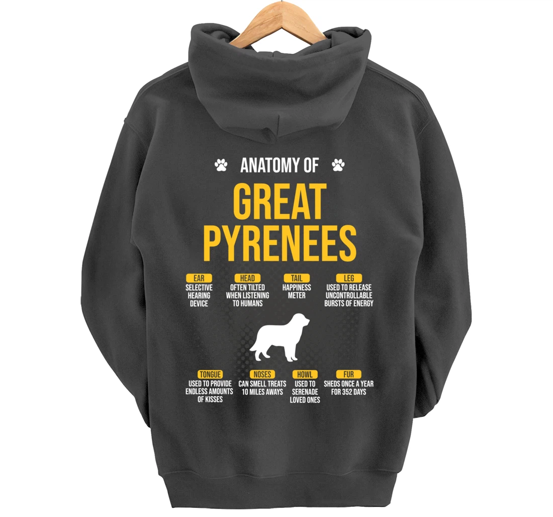 Anatomy Of Great Pyrenees Dog Lover Pullover Hoodie