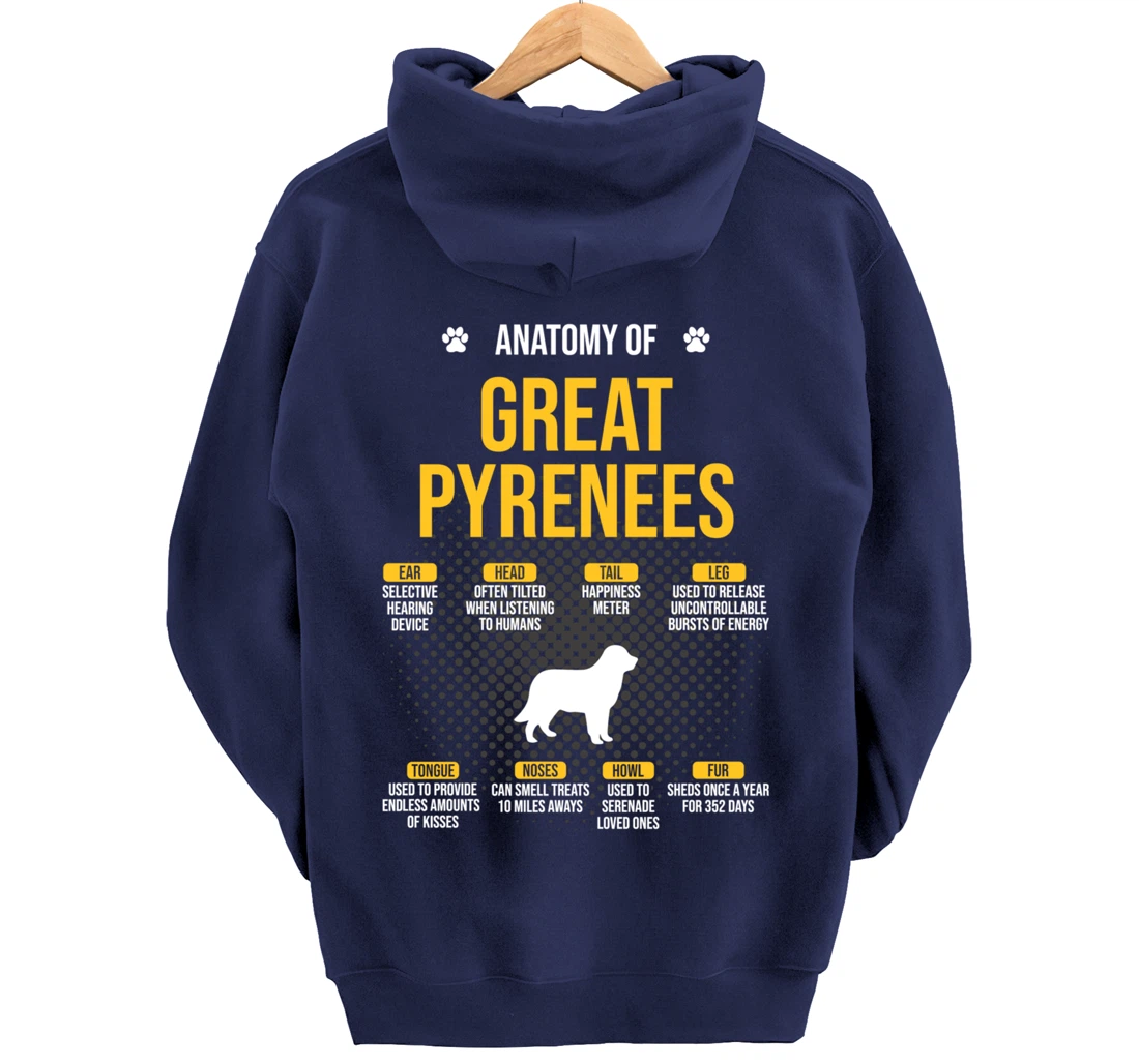 Anatomy Of Great Pyrenees Dog Lover Pullover Hoodie