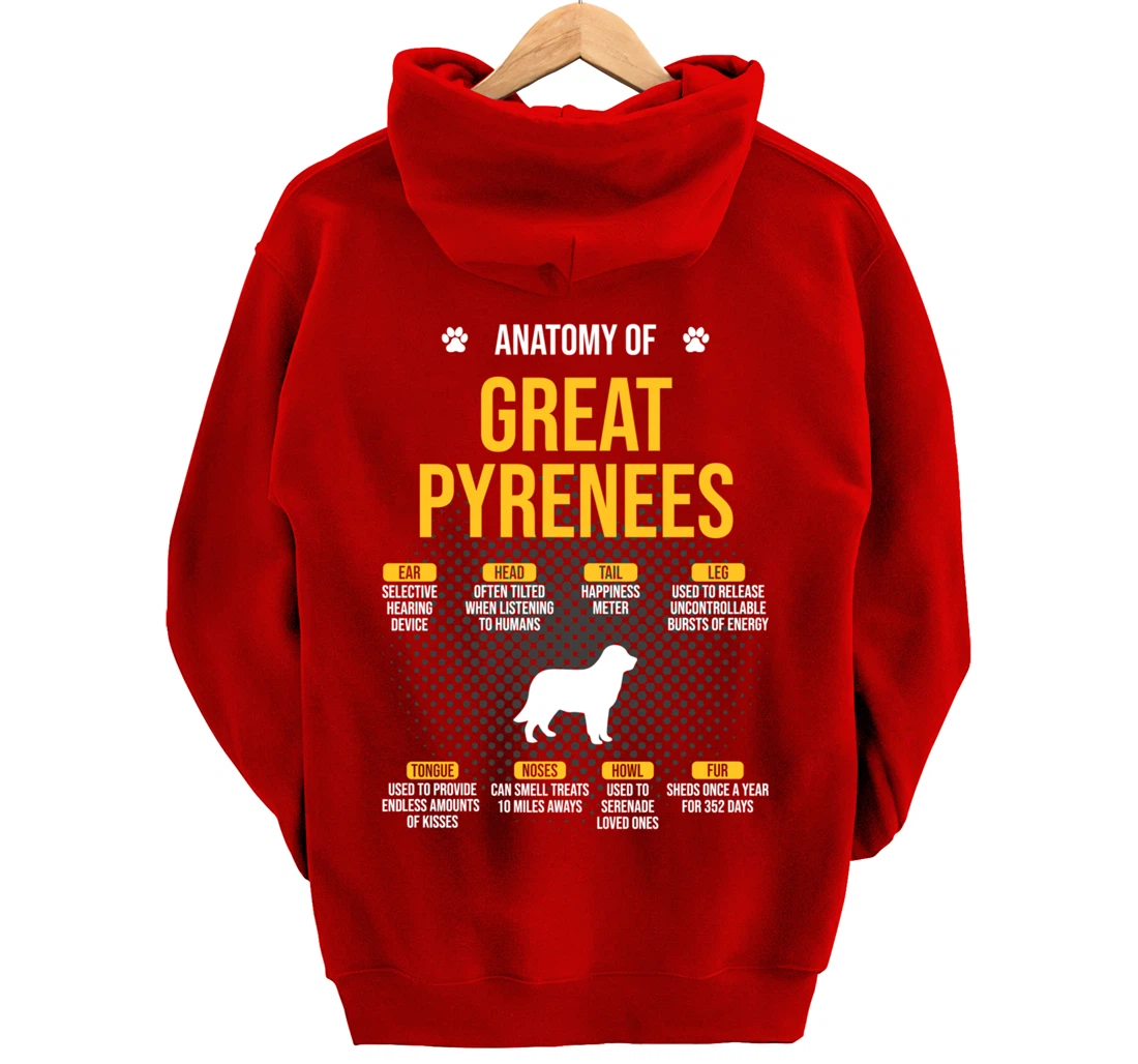Anatomy Of Great Pyrenees Dog Lover Pullover Hoodie