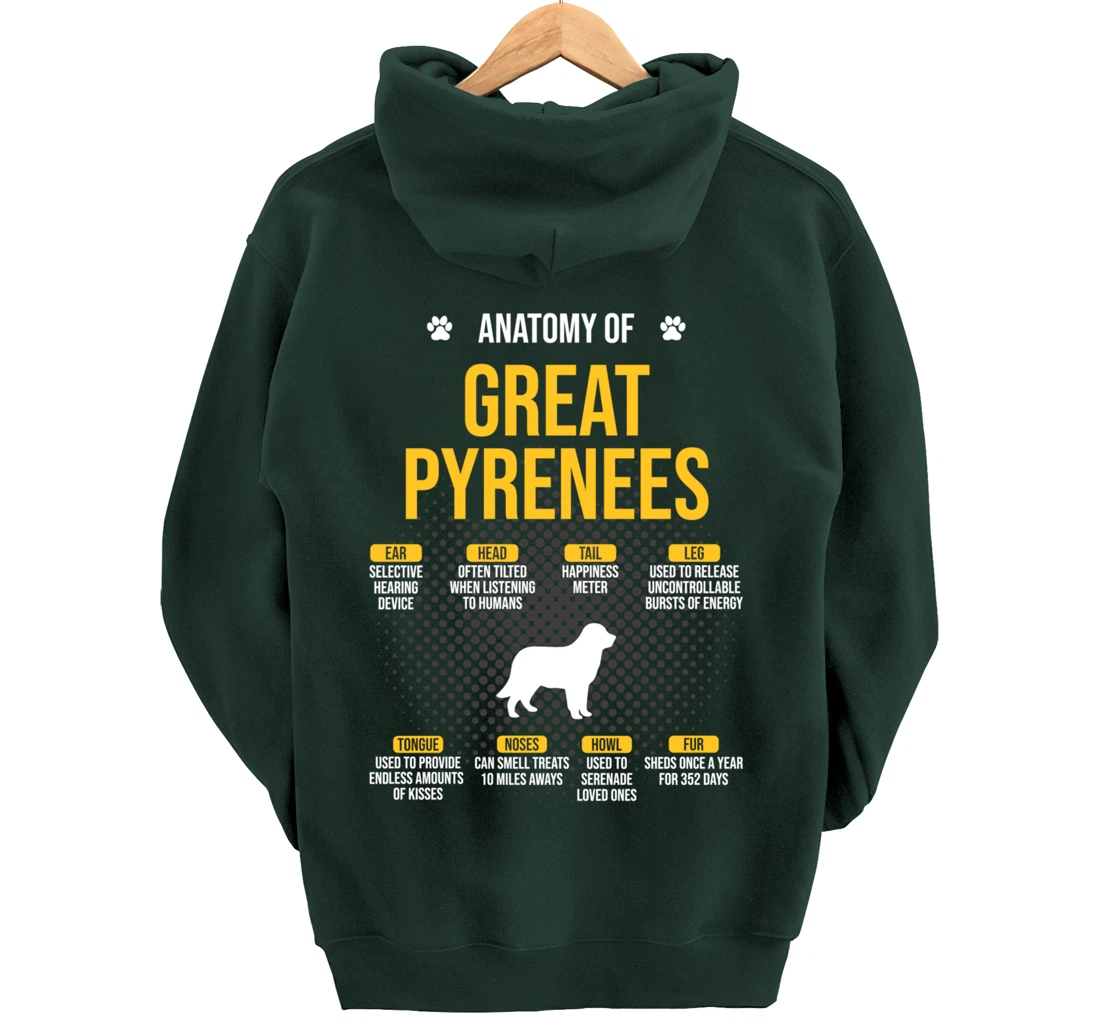 Anatomy Of Great Pyrenees Dog Lover Pullover Hoodie