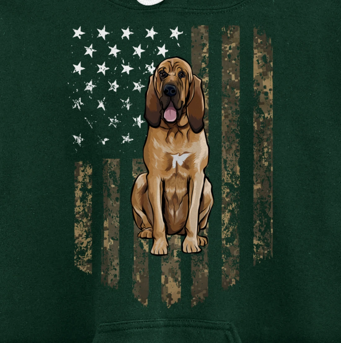 Camo American Flag Bloodhound 4th Of July USA Pullover Hoodie