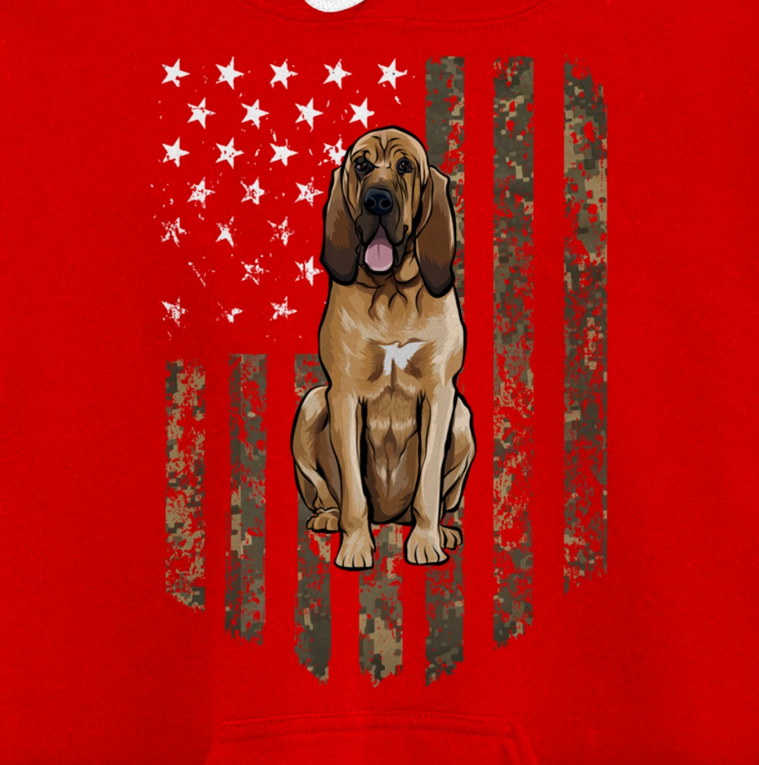 Camo American Flag Bloodhound 4th Of July USA Pullover Hoodie