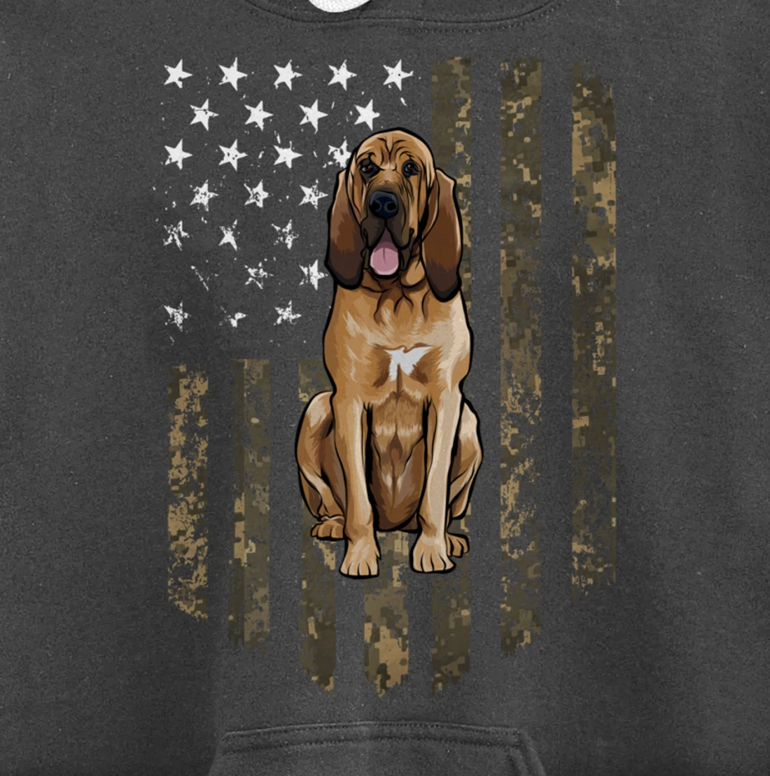 Camo American Flag Bloodhound 4th Of July USA Pullover Hoodie