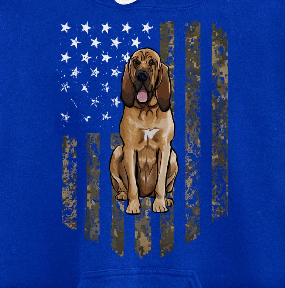 Camo American Flag Bloodhound 4th Of July USA Pullover Hoodie