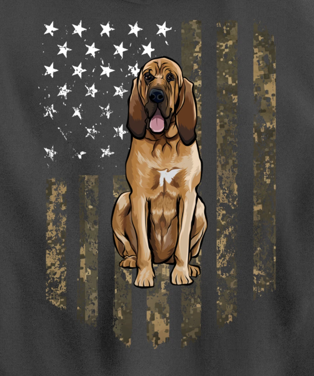 Camo American Flag Bloodhound 4th Of July USA Pullover Hoodie