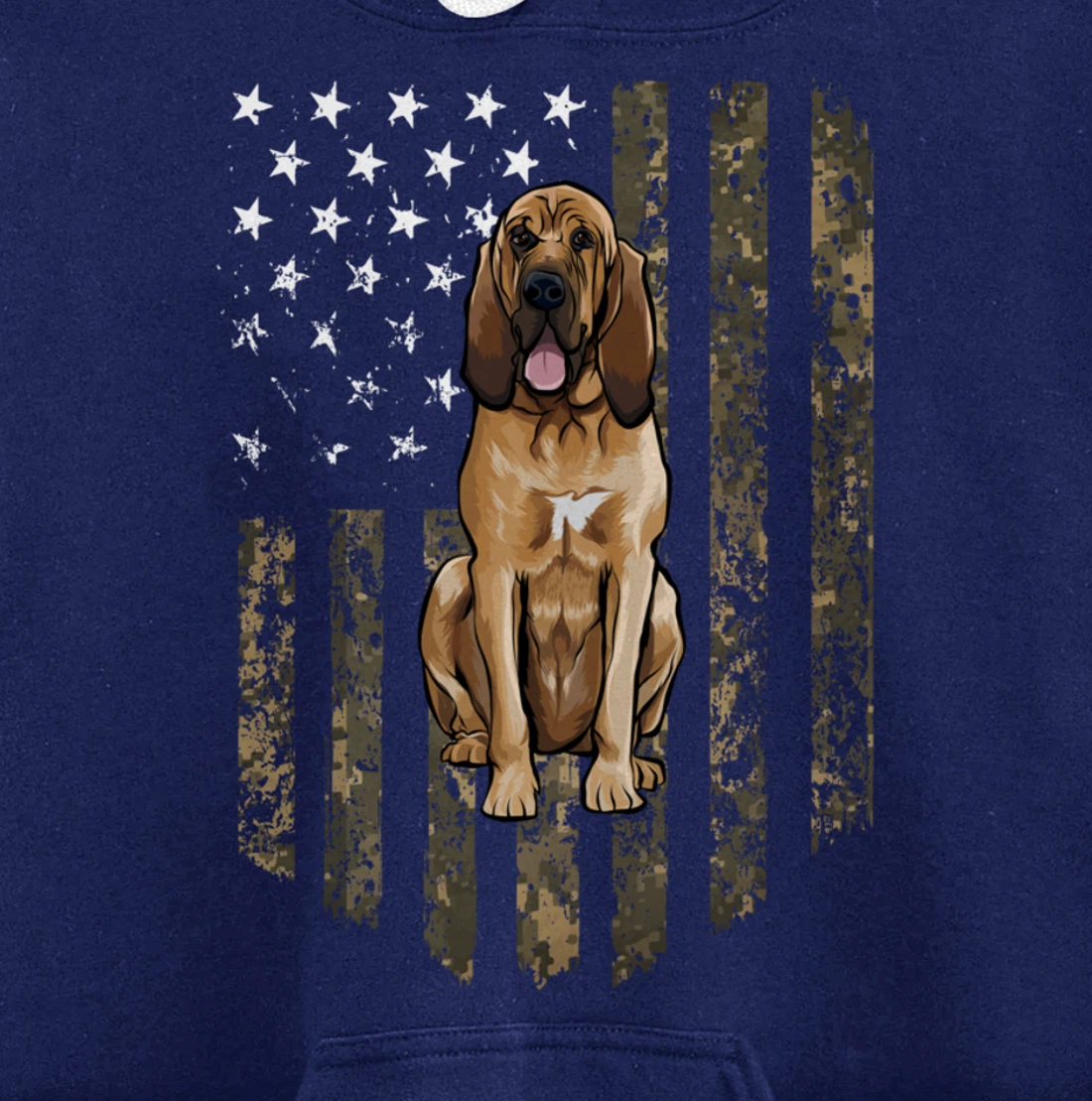 Camo American Flag Bloodhound 4th Of July USA Pullover Hoodie