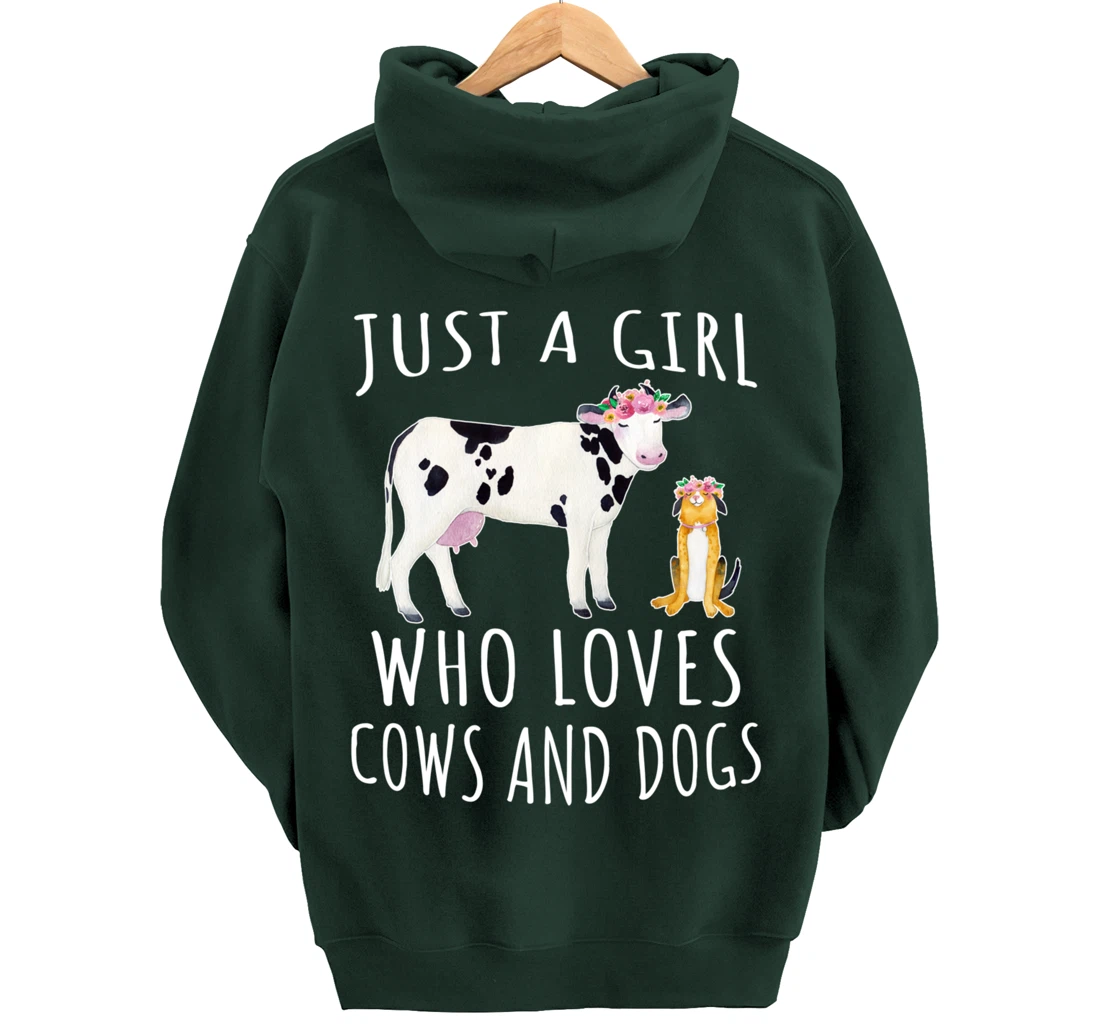 Just a girl who loves Cows and Dogs - Funny Farmer Pullover Hoodie