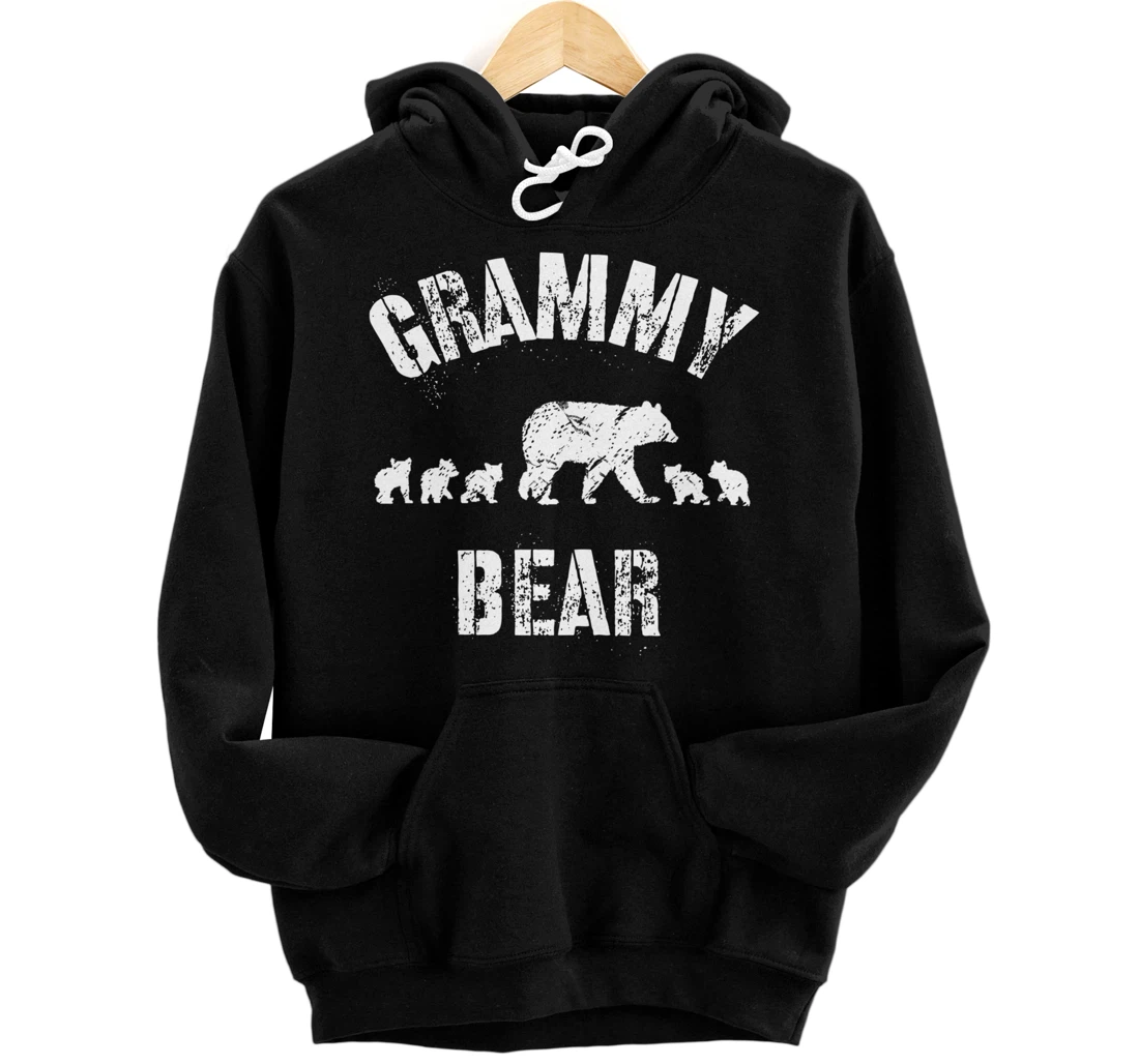 Vintage Grammy Bear With Five 5 Cubs Grandma Gift Pullover Hoodie