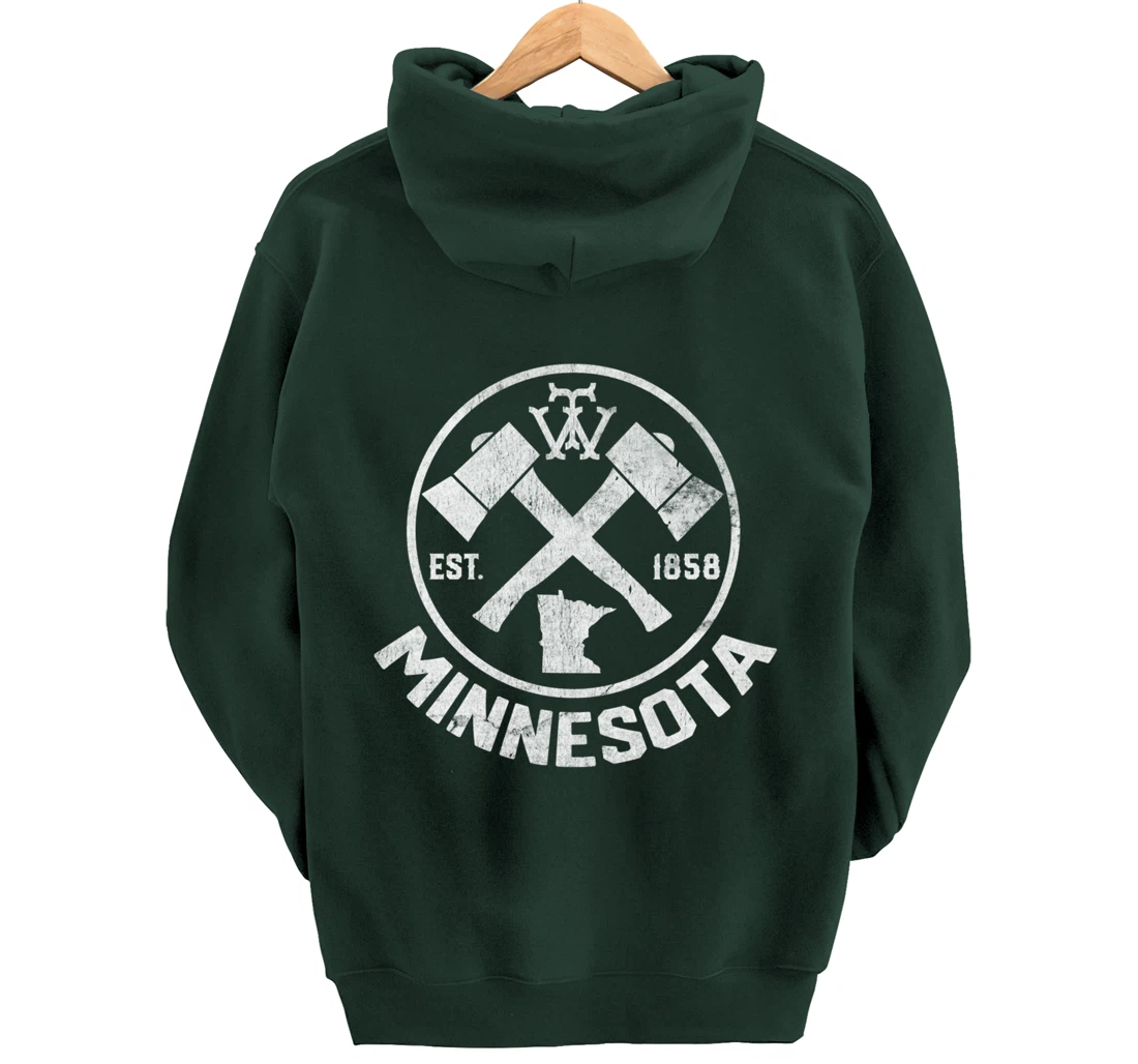 Tout Minnesota Axe 1858 MN State Outline Pullover Hoodie