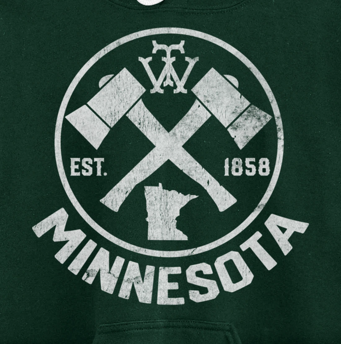 Tout Minnesota Axe 1858 MN State Outline Pullover Hoodie