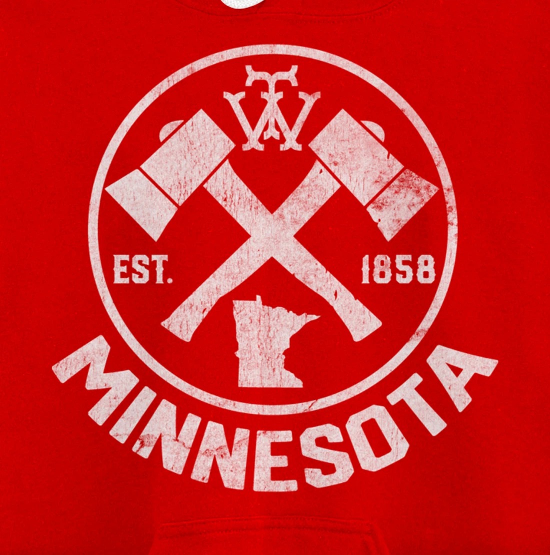 Tout Minnesota Axe 1858 MN State Outline Pullover Hoodie