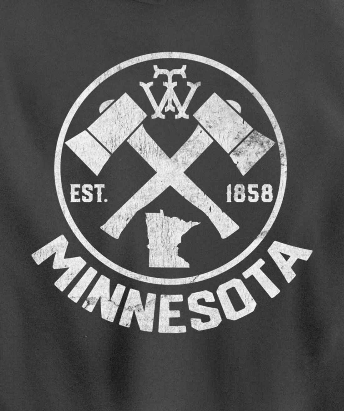 Tout Minnesota Axe 1858 MN State Outline Pullover Hoodie