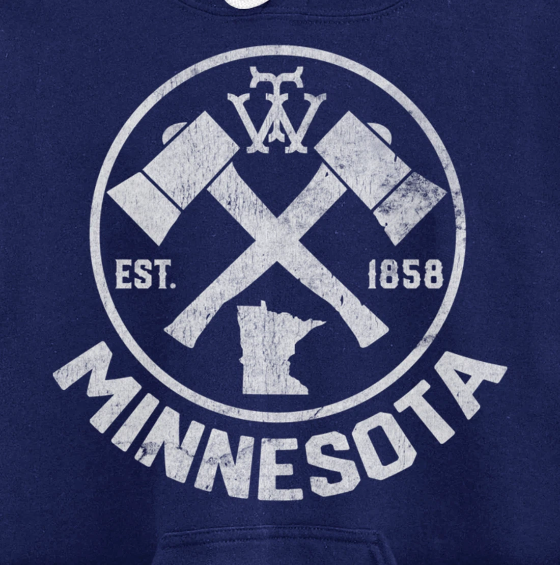 Tout Minnesota Axe 1858 MN State Outline Pullover Hoodie
