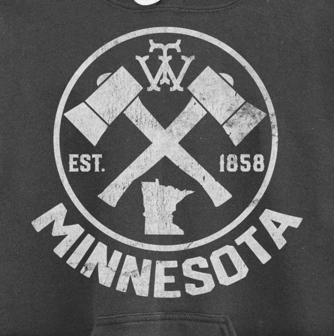 Tout Minnesota Axe 1858 MN State Outline Pullover Hoodie