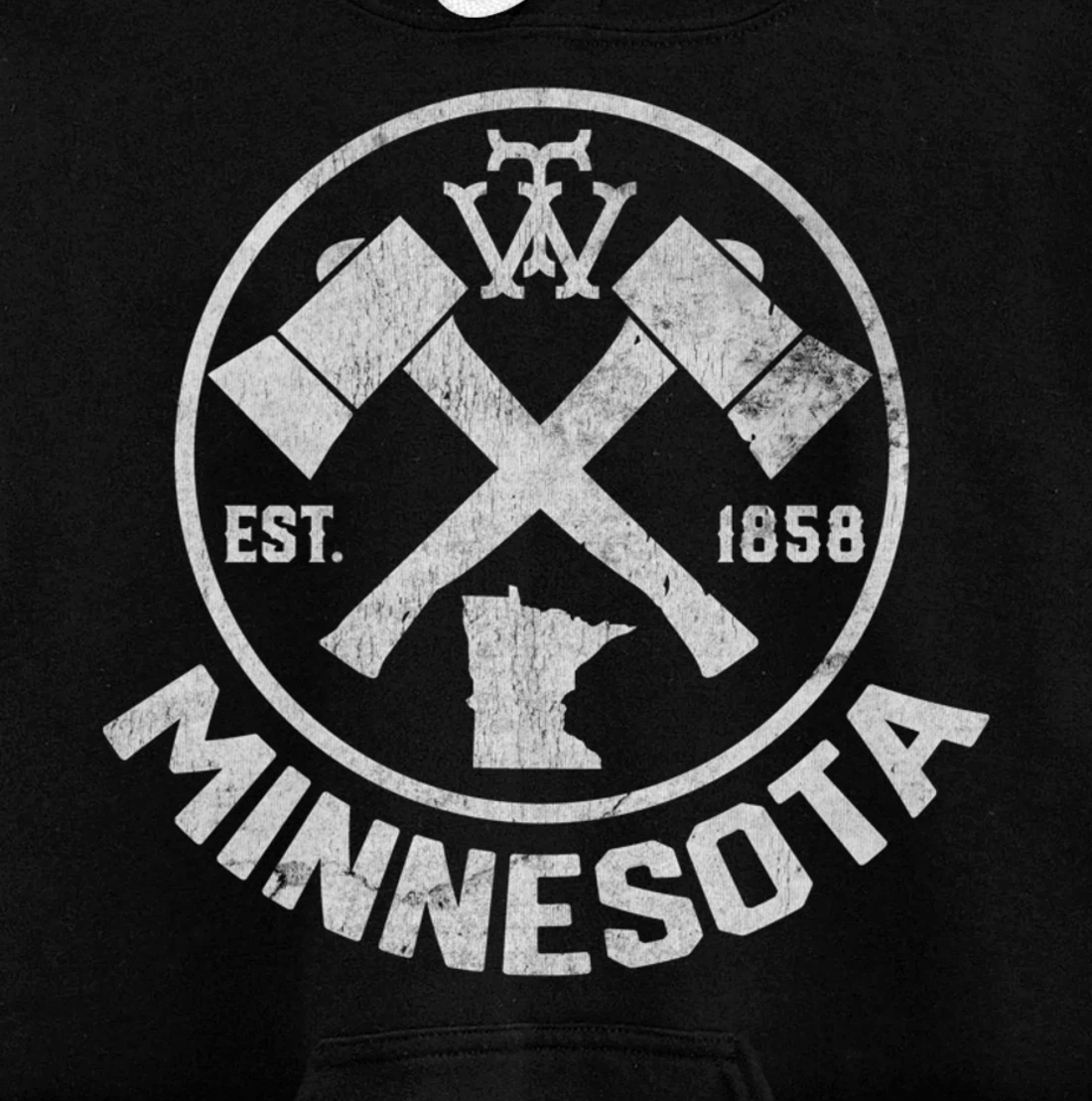 Tout Minnesota Axe 1858 MN State Outline Pullover Hoodie