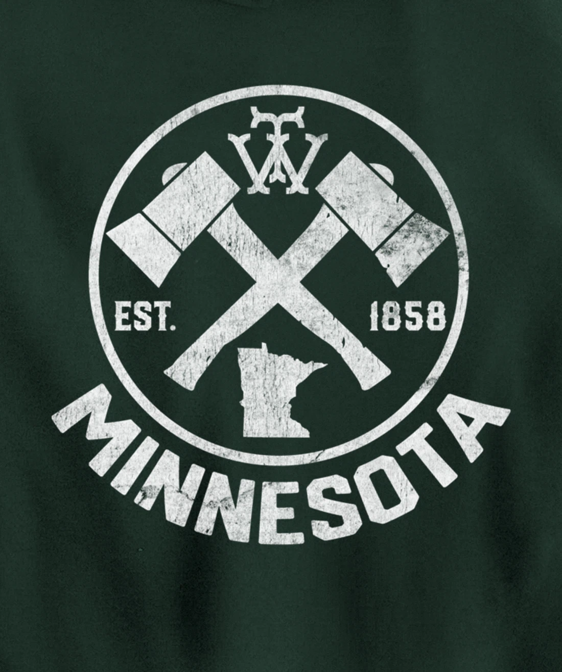Tout Minnesota Axe 1858 MN State Outline Pullover Hoodie