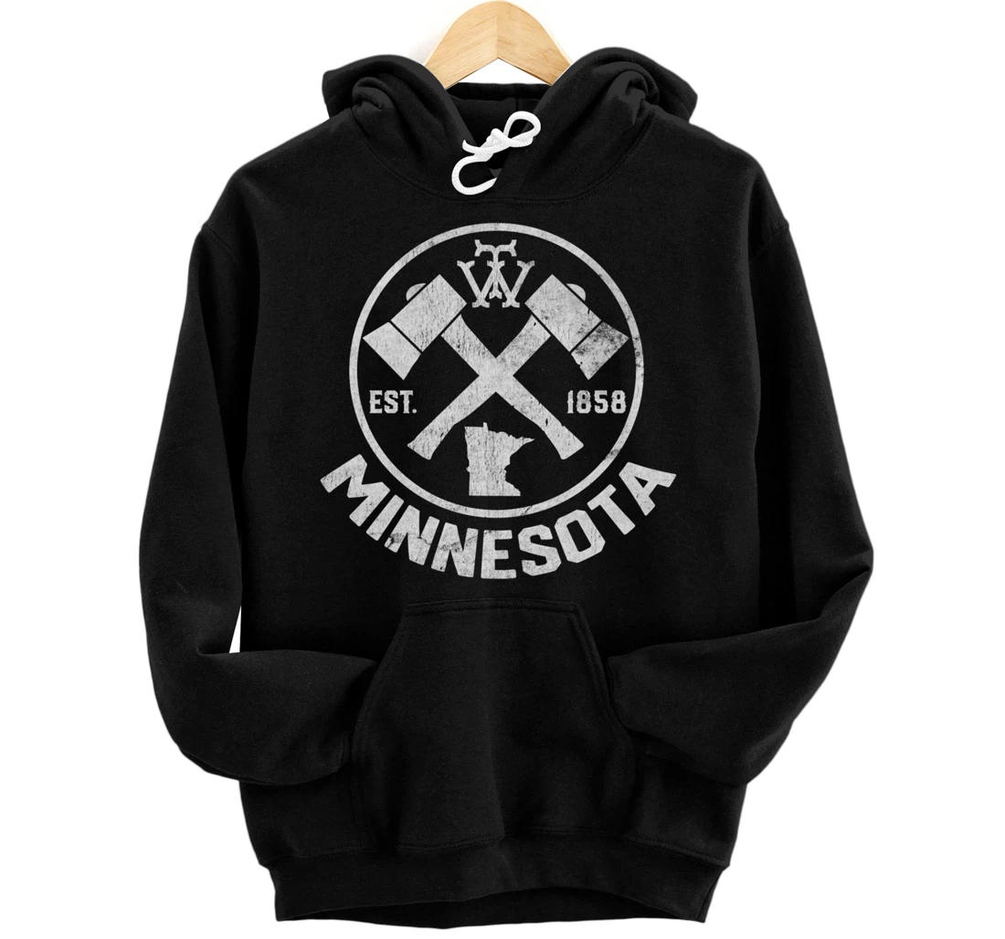 Tout Minnesota Axe 1858 MN State Outline Pullover Hoodie