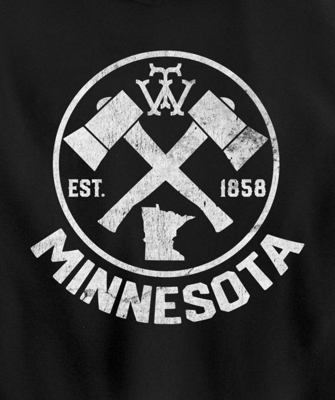 Tout Minnesota Axe 1858 MN State Outline Pullover Hoodie