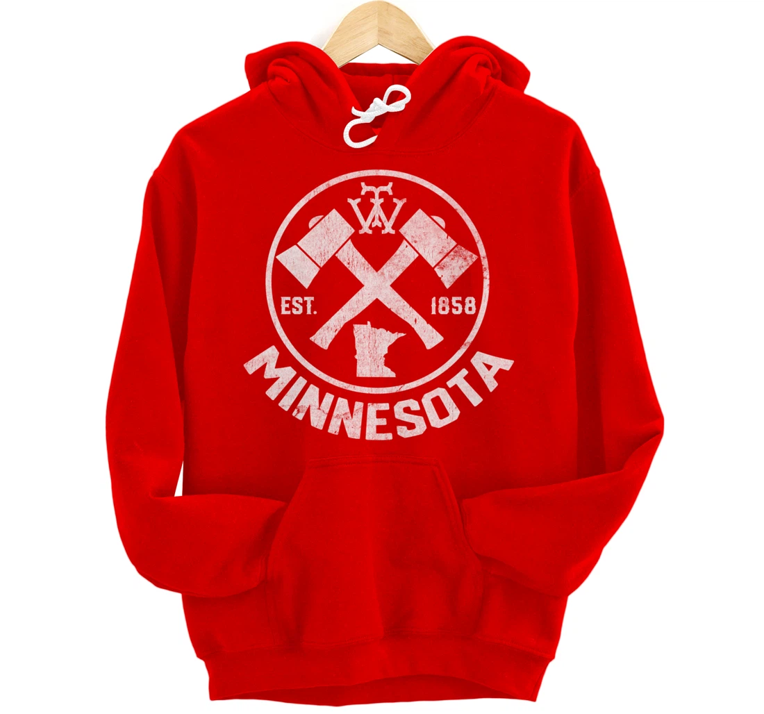 Tout Minnesota Axe 1858 MN State Outline Pullover Hoodie