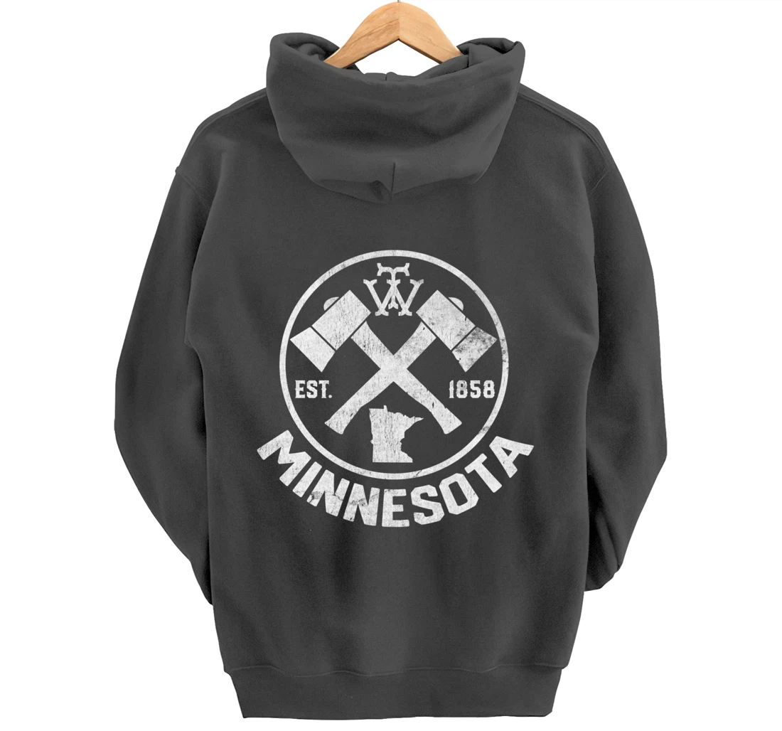 Tout Minnesota Axe 1858 MN State Outline Pullover Hoodie