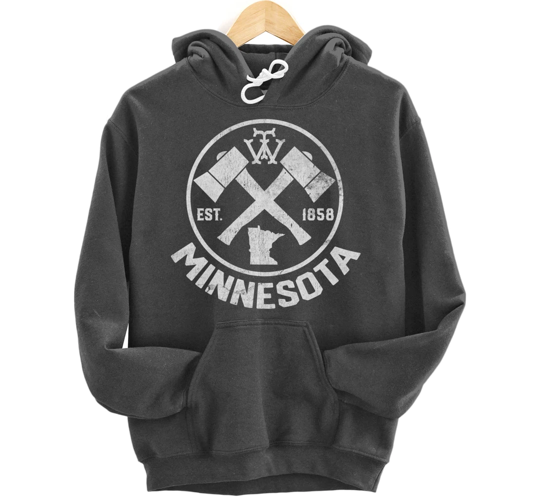 Tout Minnesota Axe 1858 MN State Outline Pullover Hoodie