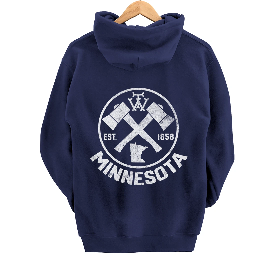 Tout Minnesota Axe 1858 MN State Outline Pullover Hoodie