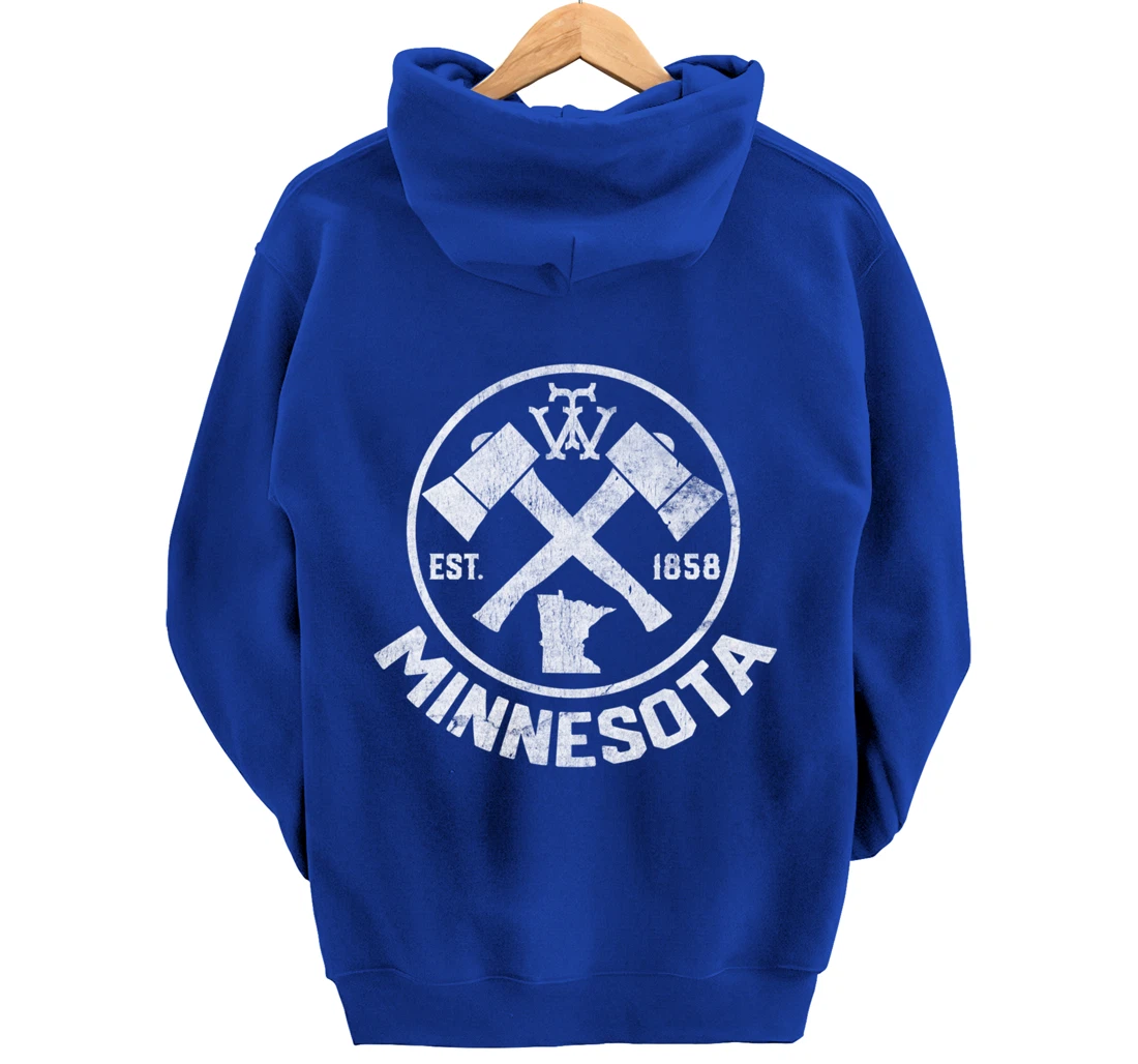 Tout Minnesota Axe 1858 MN State Outline Pullover Hoodie