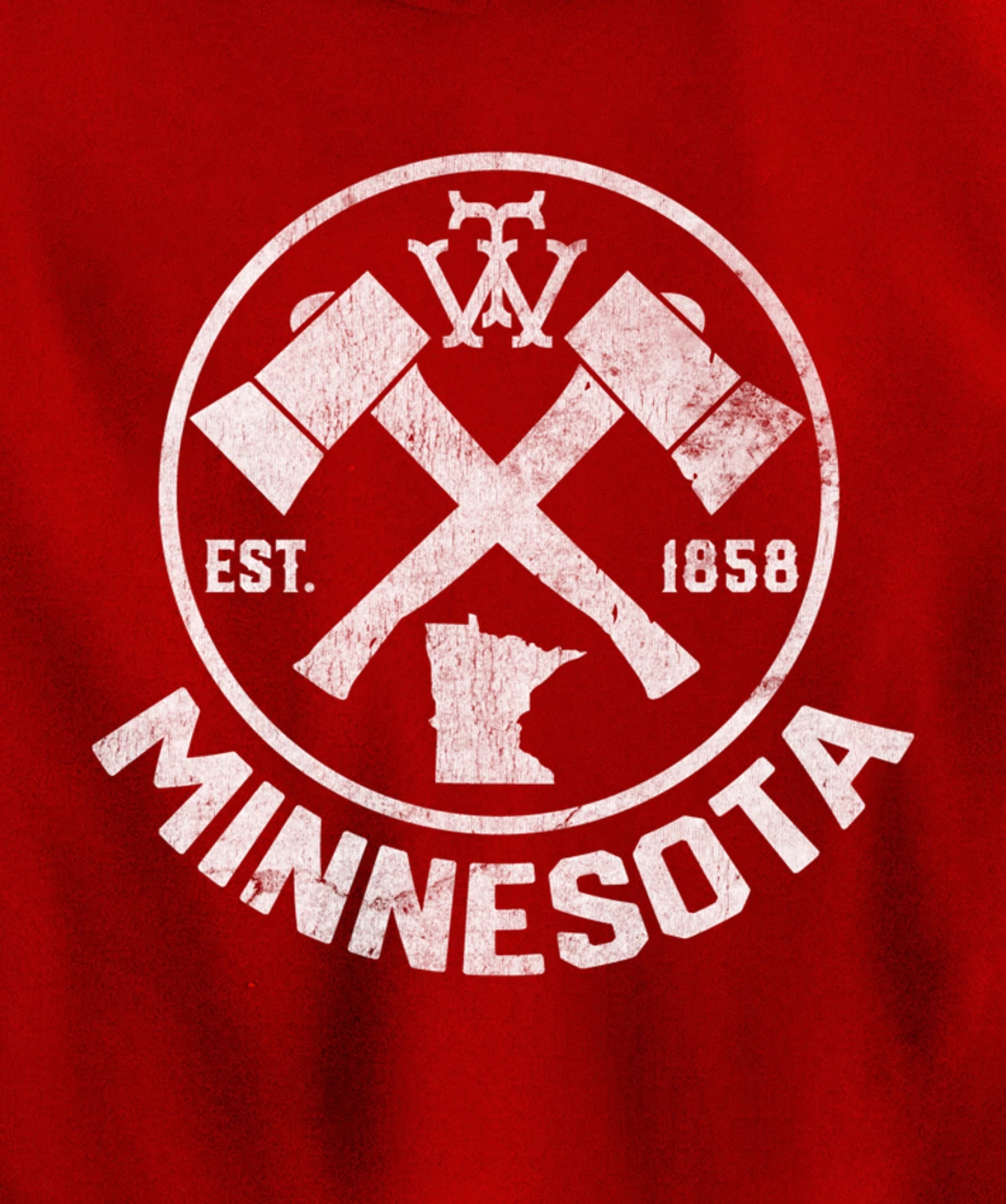 Tout Minnesota Axe 1858 MN State Outline Pullover Hoodie
