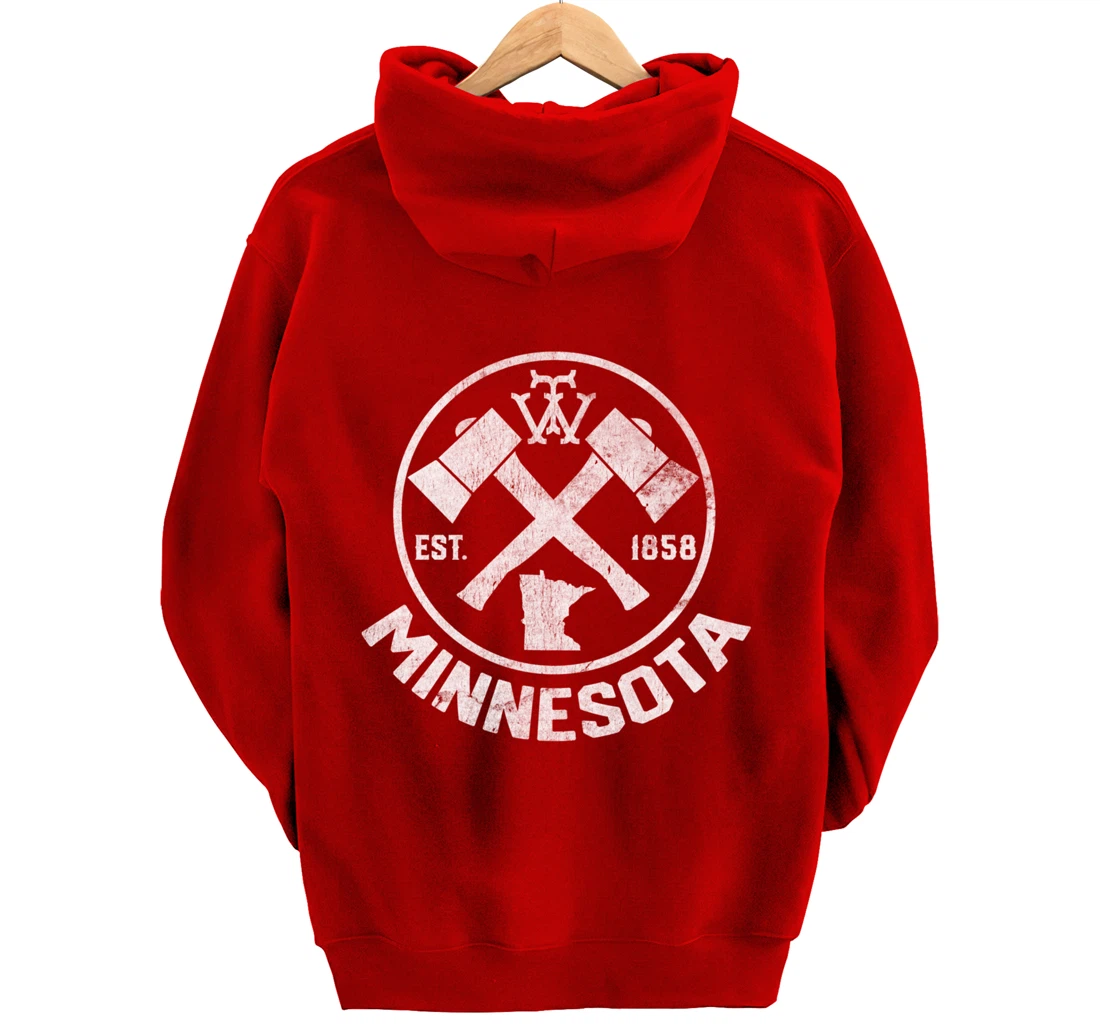 Tout Minnesota Axe 1858 MN State Outline Pullover Hoodie