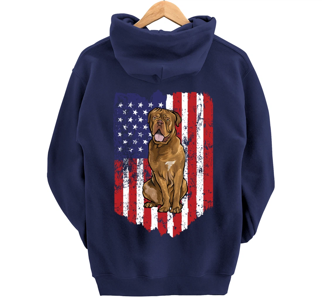 American Flag Dogues de Bordeaux 4th Of July USA Pullover Hoodie