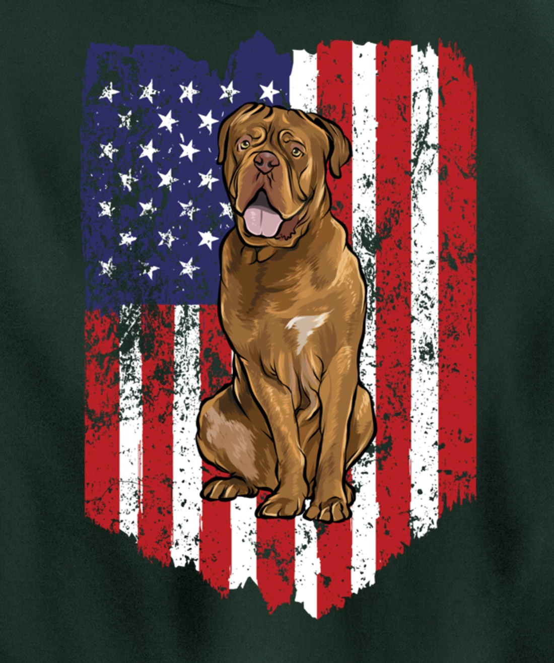 American Flag Dogues de Bordeaux 4th Of July USA Pullover Hoodie