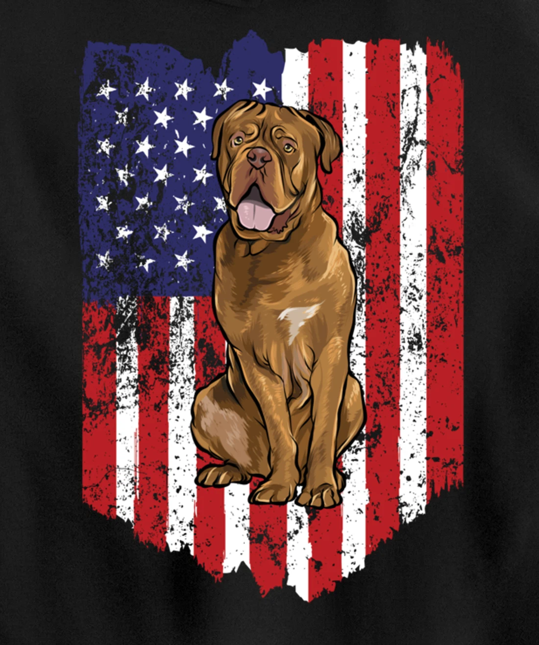 American Flag Dogues de Bordeaux 4th Of July USA Pullover Hoodie