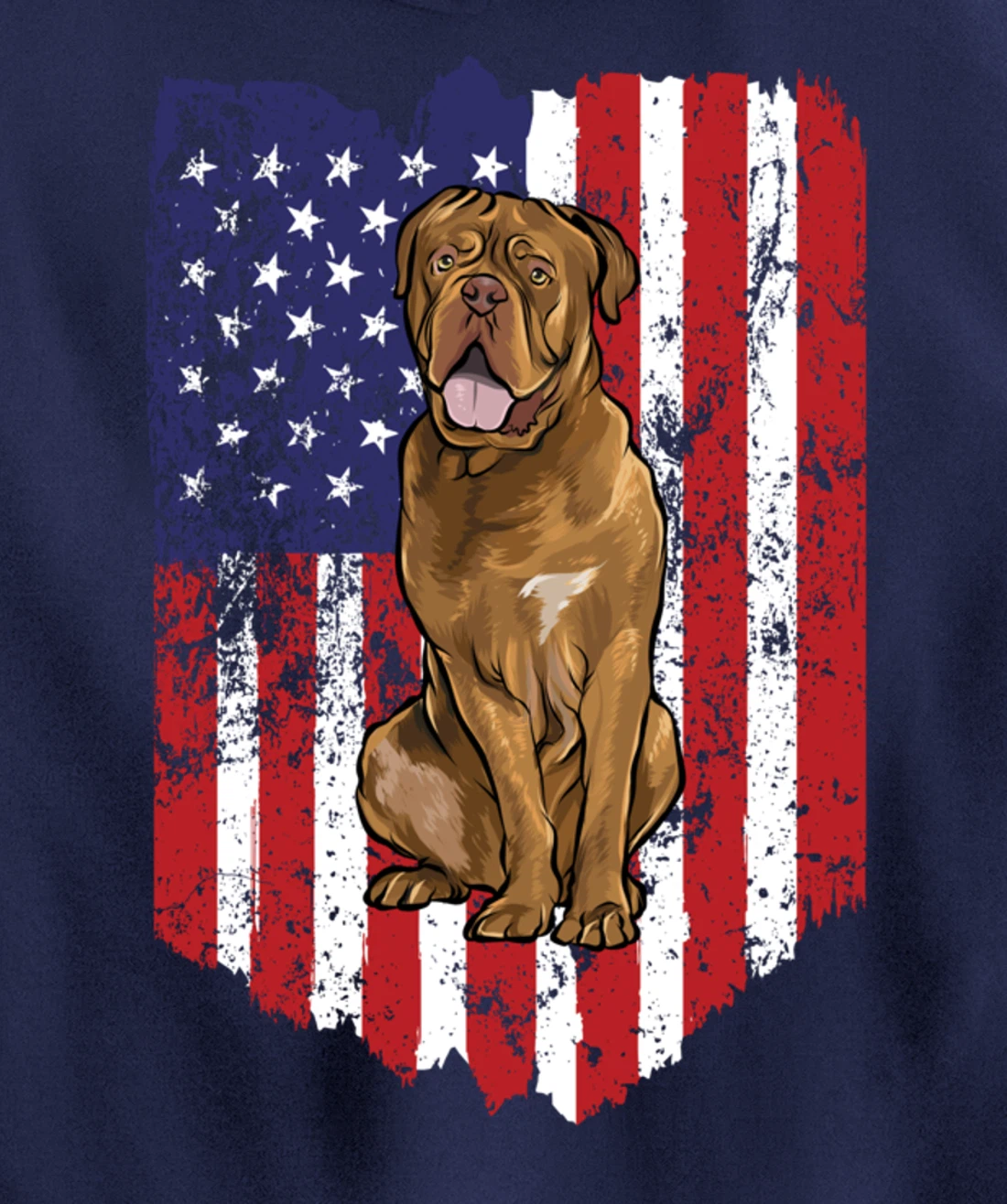 American Flag Dogues de Bordeaux 4th Of July USA Pullover Hoodie