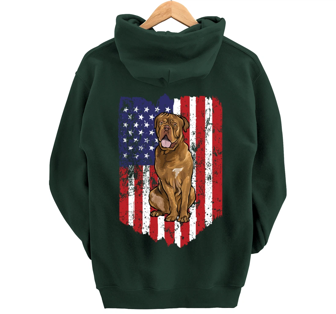 American Flag Dogues de Bordeaux 4th Of July USA Pullover Hoodie