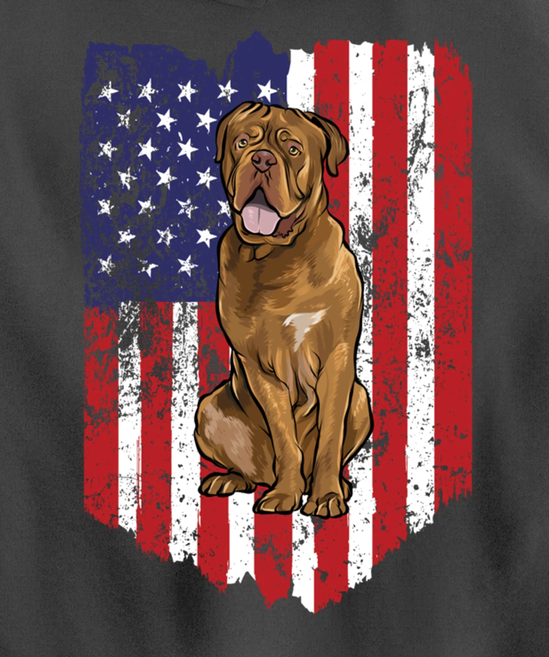 American Flag Dogues de Bordeaux 4th Of July USA Pullover Hoodie