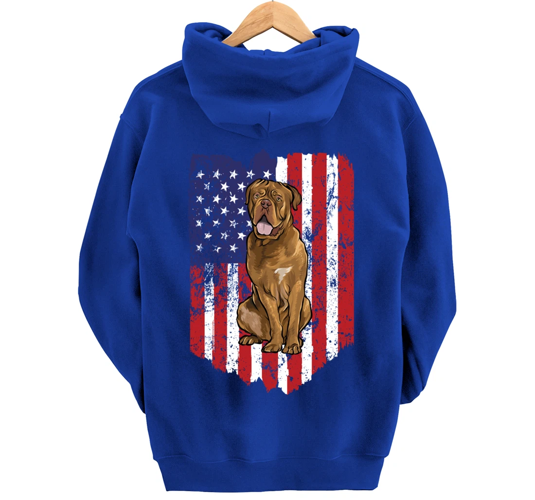 American Flag Dogues de Bordeaux 4th Of July USA Pullover Hoodie
