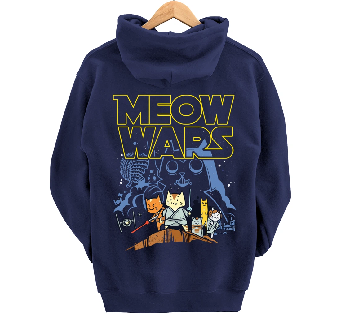 Meow Wars Cat Gifts for Cat Lovers Cat Stuff Themed Gifts Pullover Hoodie