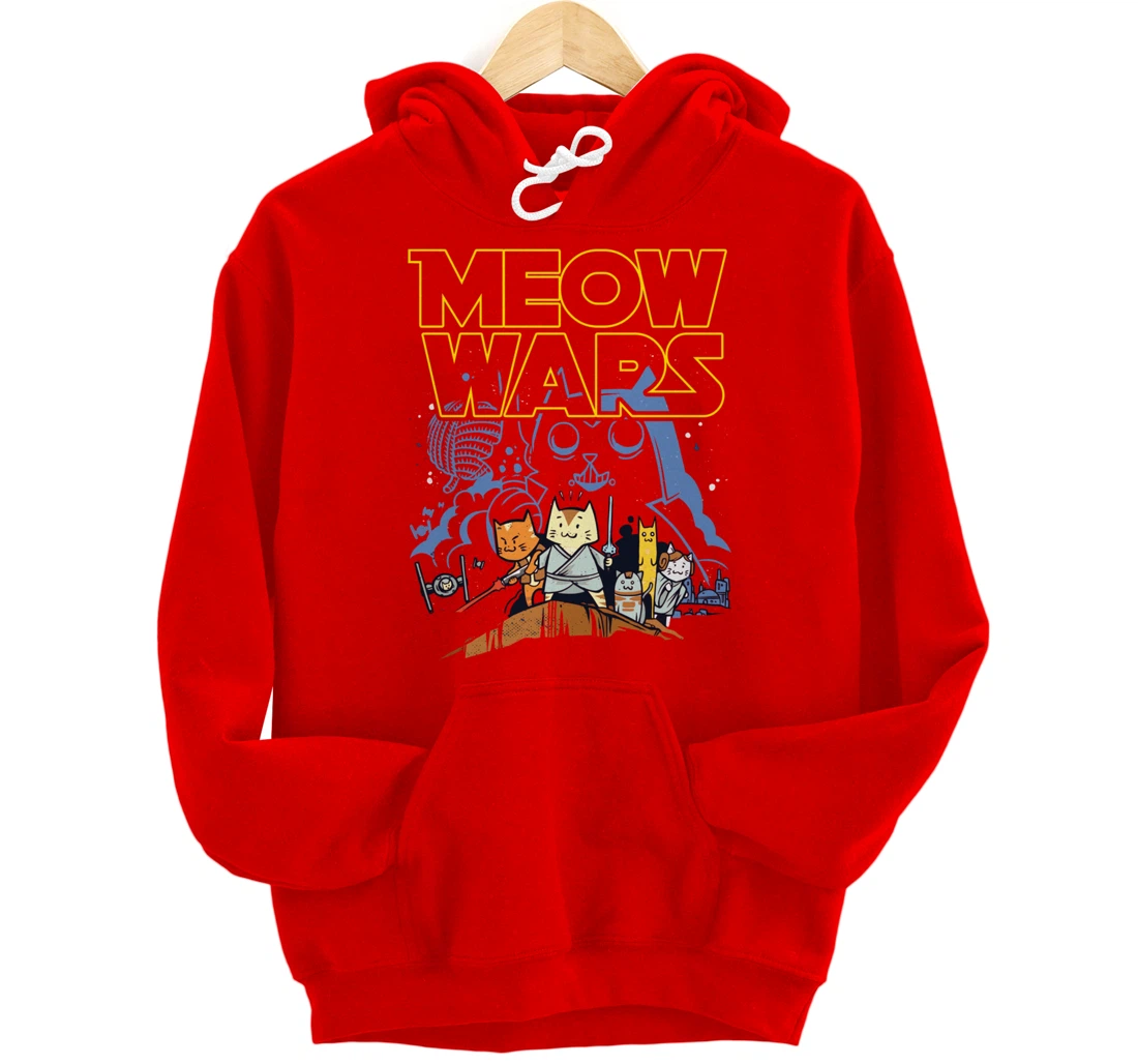 Meow Wars Cat Gifts for Cat Lovers Cat Stuff Themed Gifts Pullover Hoodie